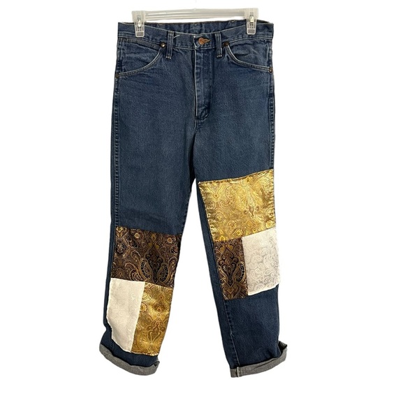 Wrangler Up-cycled Paisley Patchwork Straight Leg Jeans - Picture 1 of 9